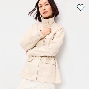 NWOT Old Navy Cinched-Waist Utility Jacket, cream, XS, cotton